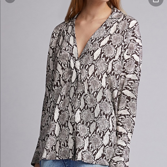 A.L.C. Noreen Python snake print silk oversized blouse NWT - Picture 4 of 16